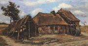 Vincent Van Gogh Cottage with Decrepit Barn and Stooping Woman (nn04) china oil painting artist